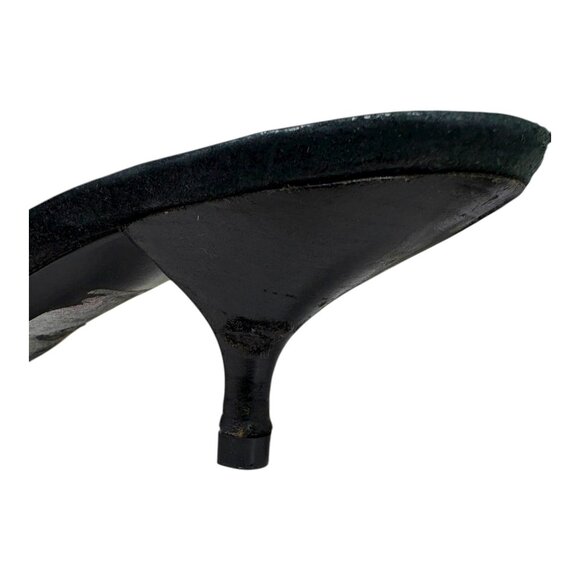 Prada Black Textured Leather Braided Horse Bit Slingback Kitten Heels - Picture 9 of 11